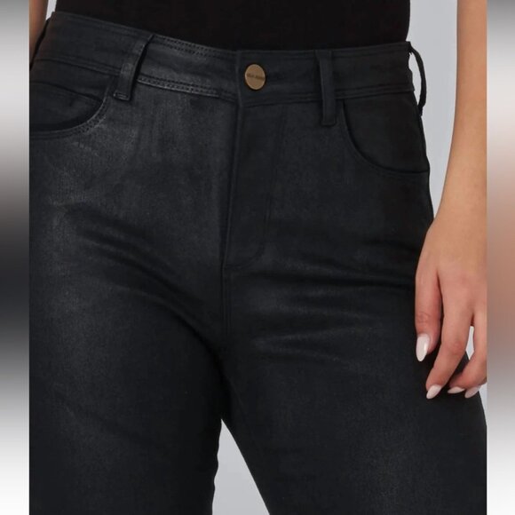 NEW Lola Denim-Billie High-Rise Bootcut Coated Black Stretch Premium Jeans 33 - Picture 4 of 13